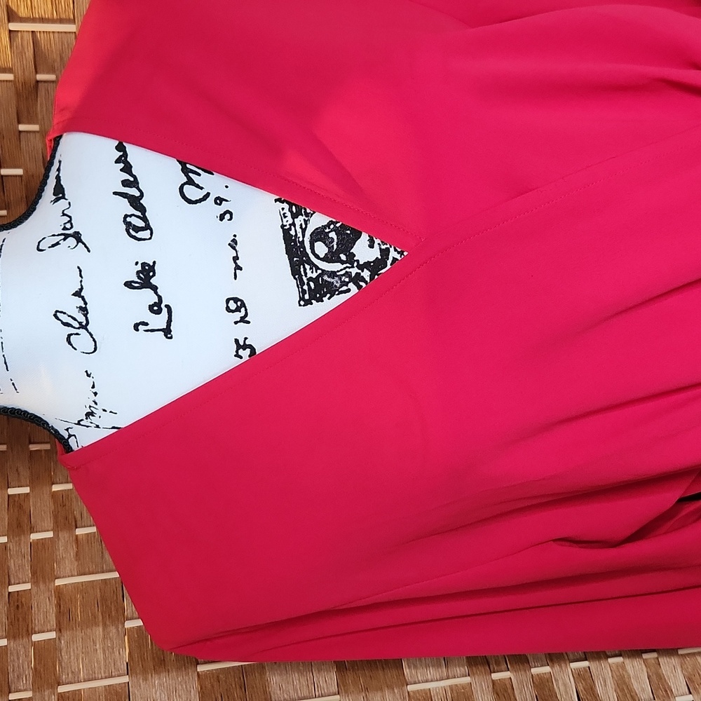 Vibrant Red V-Neck Romper Double Layer Ruffle Hem… - image 5